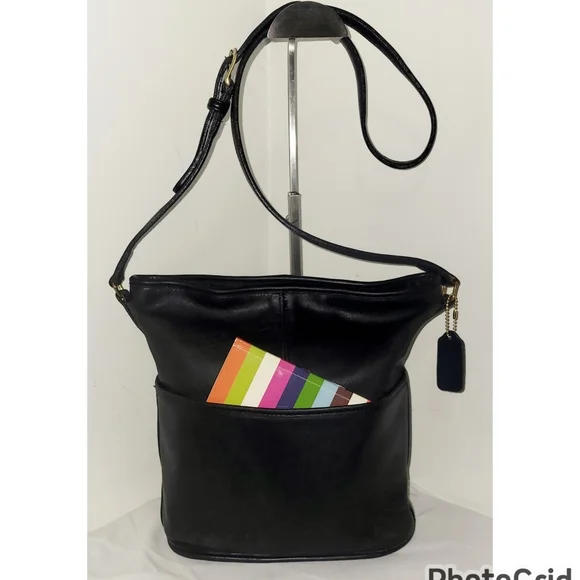 Coach Vintage Black Leather Bleecker Bucket Bag